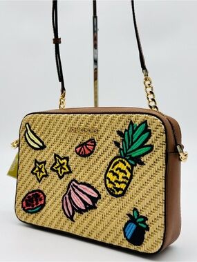 Michael Kors Island Escape Large Jet Set Item EW Xbody Bag Natural Multi